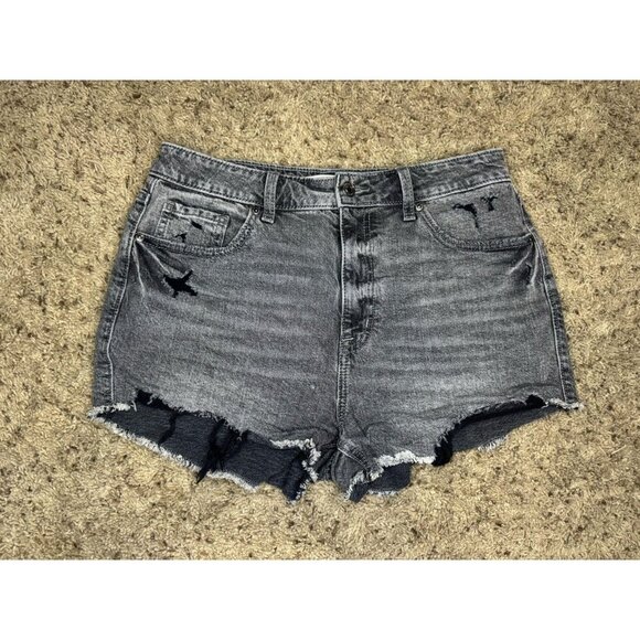 EUNINA Lulu High Rise Cut Off Shortie Jean Shorts Gray Basic Beach MEDIUM (30”) - Picture 1 of 6